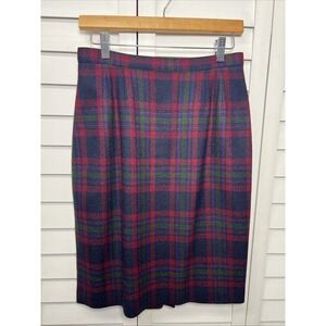 Kasper & Company ASL Multicolor Tartan Plaid 100% Wool Pencil Skirt Size 8